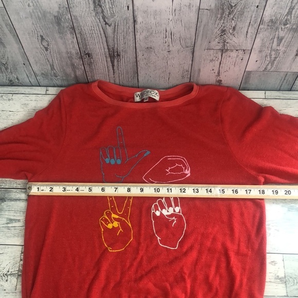 WILDFOX Sign Language Red Love Beach Jumper Sweater Extra Small - Picture 7 of 8